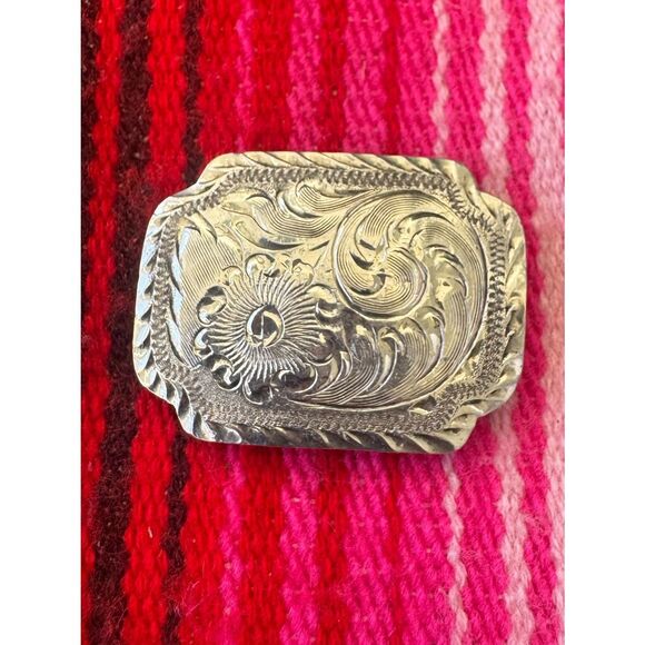 Antique Rare Welra Mexico Sterling Silver Western Floral Engraved Hat Band Clip! main image 6